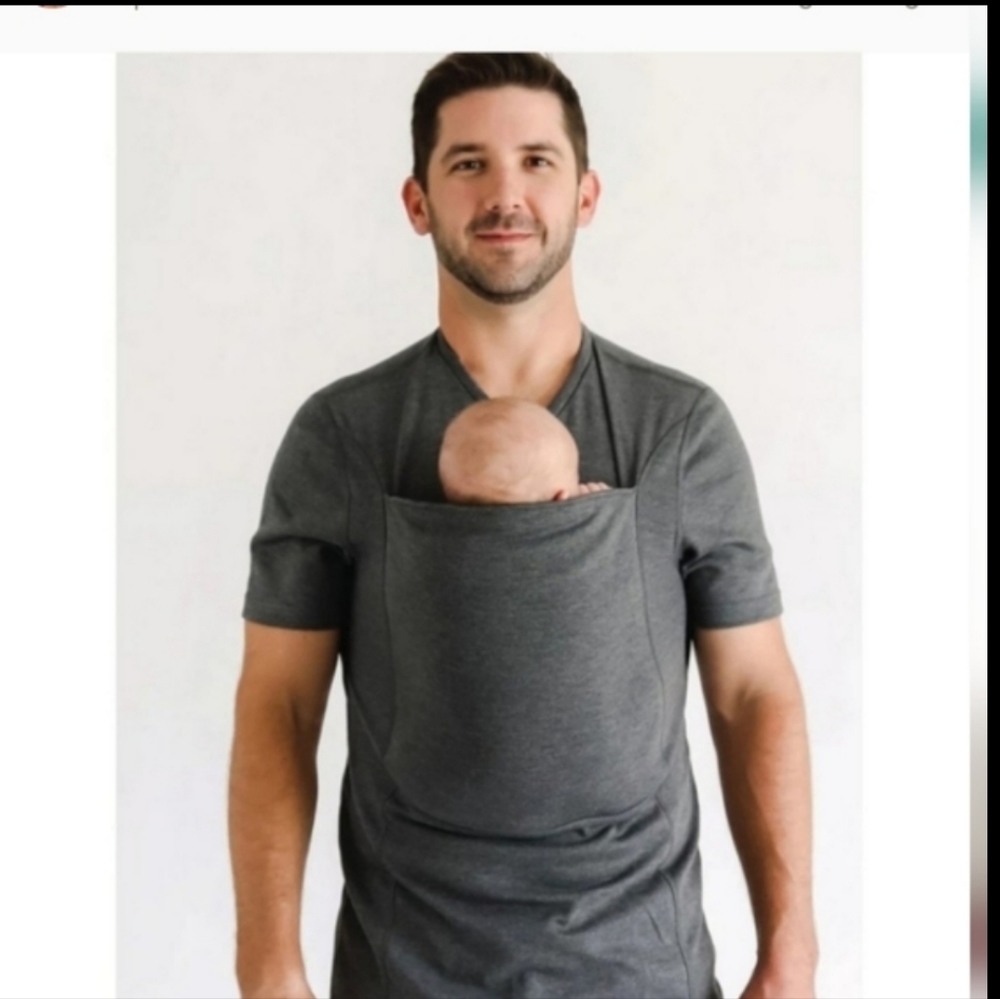 Lalabu Dad Shirt Baby Pouch T-Shirt | Charcoal Gray | Size XL
